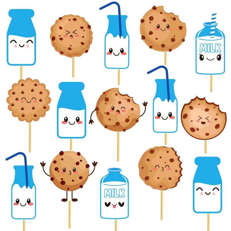 umoni Milk and Cookies Birthday Centerpiece Sticks 20PCS Milk and Cookie Table Decor Cookies Theme Party Centerpieces Chocolate Chip Decorations for Biscuit Baby Shower Supplies - Image 2