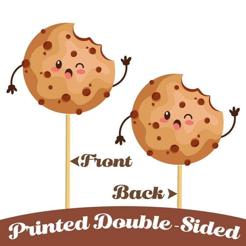 umoni Milk and Cookies Birthday Centerpiece Sticks 20PCS Milk and Cookie Table Decor Cookies Theme Party Centerpieces Chocolate Chip Decorations for Biscuit Baby Shower Supplies - Image 4