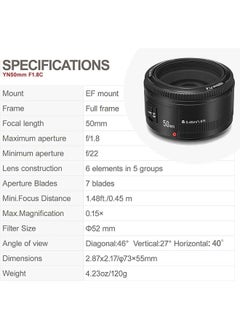 YONGNUO YN50mm F1.8, Standard Prime Auto Focus Lens for Canon Full Frame SLR EF Mount Cameras Black - pzsku/Z06A23742E6BCAD966282Z/45/1741100762/3cffd8fb-37f4-40aa-9b35-5858b2b1068f