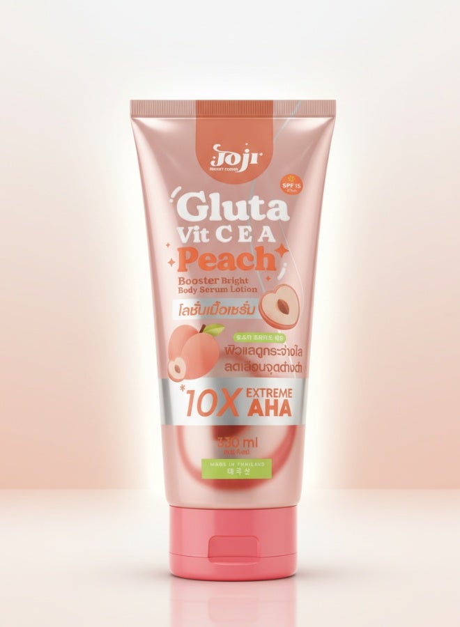 JOJI Gluta Vit C E A Peach Booster Bright Body Serum Lotion 330 ml Whitening Moisturizing Brightening Skin Care Lotion - Image 1