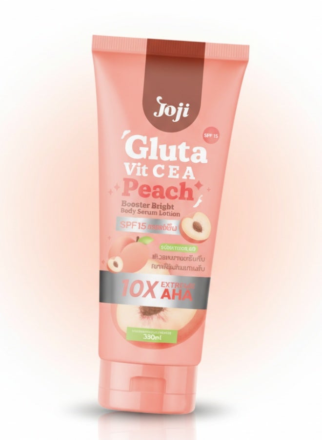 JOJI Gluta Vit C E A Peach Booster Bright Body Serum Lotion 330 ml Whitening Moisturizing Brightening Skin Care Lotion - Image 3