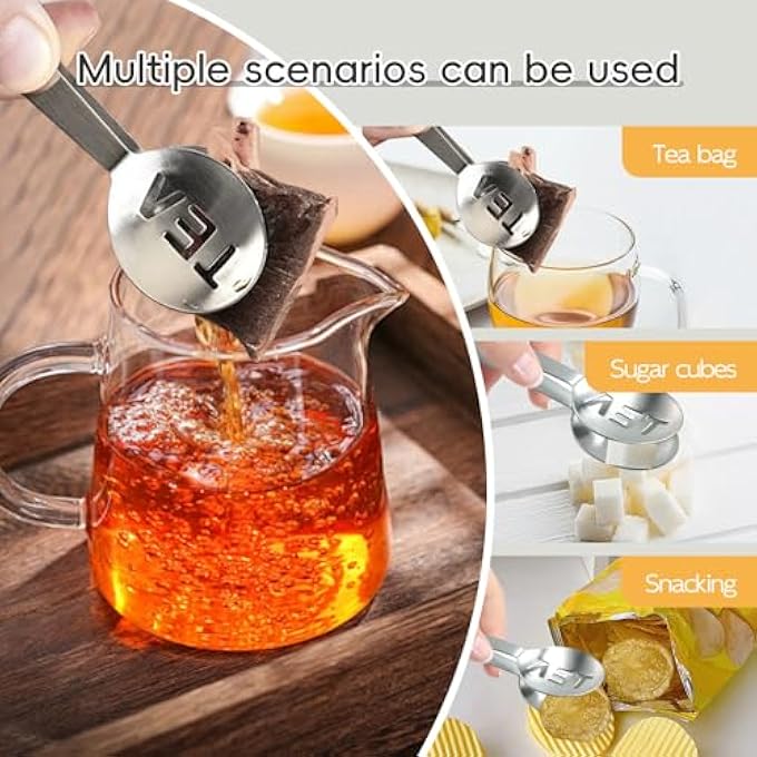 nalaina 2Pcs Tea Bag SqueezerTea Bag Squeezer TongsStainless Steel Tea Bag TongsKitchen Bar Ice Cubes Tools For Getting Every Last Drop Of Sweet Tea - Image 4