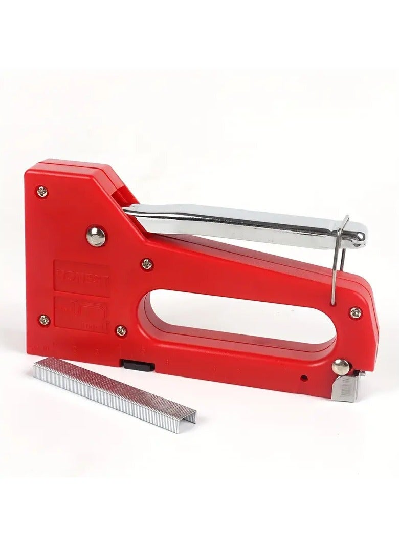 Generic Heavy Duty Semi Automatic Stapler Without Battery Red Color 3 in 1 Supports Three Different Types of Staples (Staples Not Included) Staple Useful for Home Workshop Office Copy and Photo Libraries Also You Can Use It in Carpentry Work and Fastening Wooden Picture Frames or Decorative Materials or Furniture or Fabric to Sofa and Couch Foam or Doors or Windows and Stitching Papers and Large Books Red Color  - Image 2