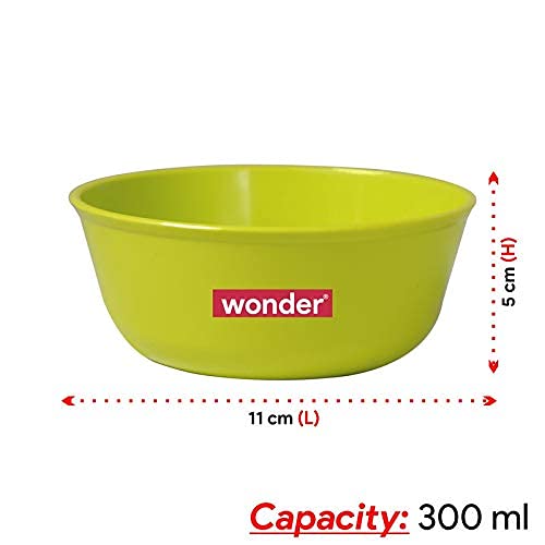 Wonder Sigma 300 Microwave Safe Multipurpose Plastic Bowl Set, 8 pc Bowl 300 ml, Cyan Yellow Green Pink Color - Image 2