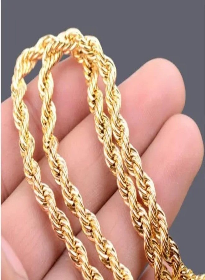 A1 EssAncial قلادة سلسلة ذهبية أساسية من الدرجة الأولى، بتصميم سلسلة حبلية، لون ذهبي أصفر، تصميم رقيق ودقيق - Image 4