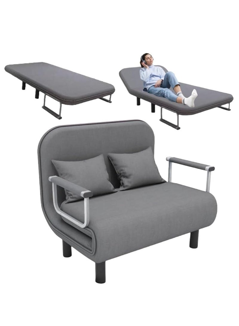 WALALLA Convertible Sofa Bed, Folding Sofa Bed 3-in-1 Foldable Lounge Couch with 2 Free Pillows ,for Living Room Linen Fabric Armchairs Upholstered Lazy Bed, for Nursery Living Room Office Grey 100cm*190cm - Image 1