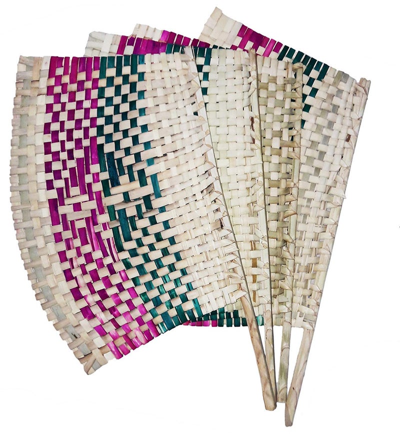 HeeMo Antique Handicraft Rajasthani Natural Bamboo Wood Manual Hand Held Fan for Summers and for The time of no Electricity no Battery Needed Pack of 4 - Image 1
