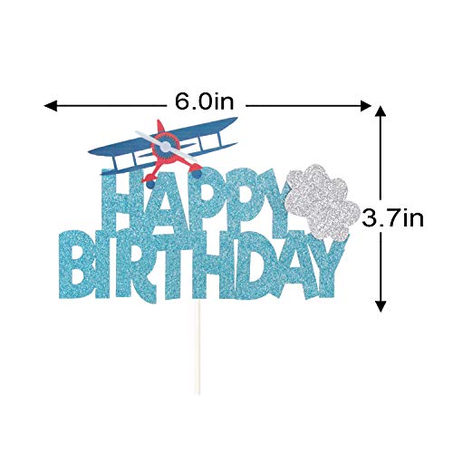 LILIPARTY Airplane Happy Birthday Cake Topper First Birthday Party Decoration Travel Theme Kids Birthday Party Supplies - Image 2