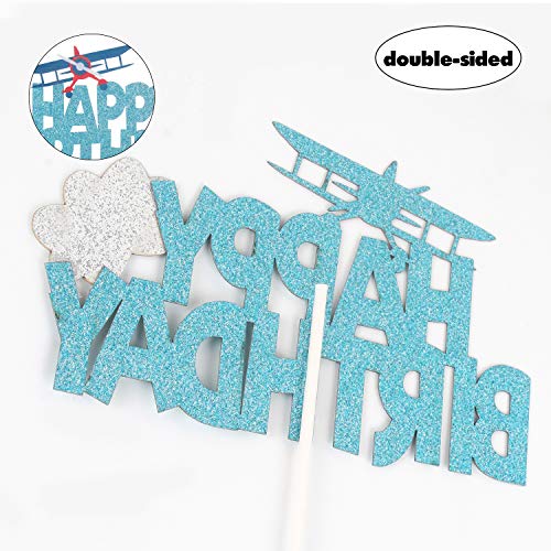 LILIPARTY Airplane Happy Birthday Cake Topper First Birthday Party Decoration Travel Theme Kids Birthday Party Supplies - Image 5