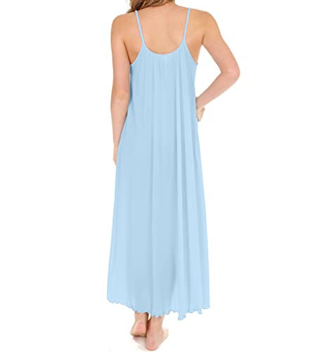 Shadowline Women's Plus-Size Beloved 53 Inch Braided Spaghetti Strap Long Gown, Blue, 2X - Image 4