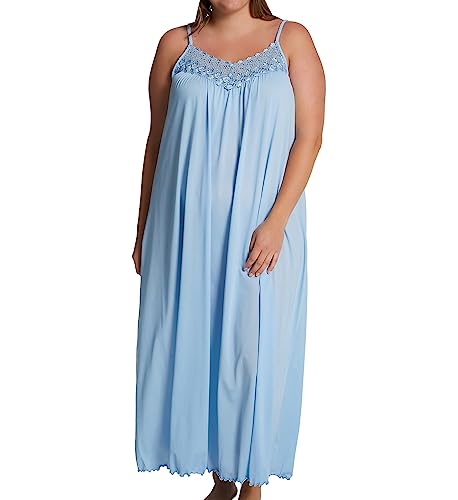 Shadowline Women's Plus-Size Beloved 53 Inch Braided Spaghetti Strap Long Gown, Blue, 2X - Image 1