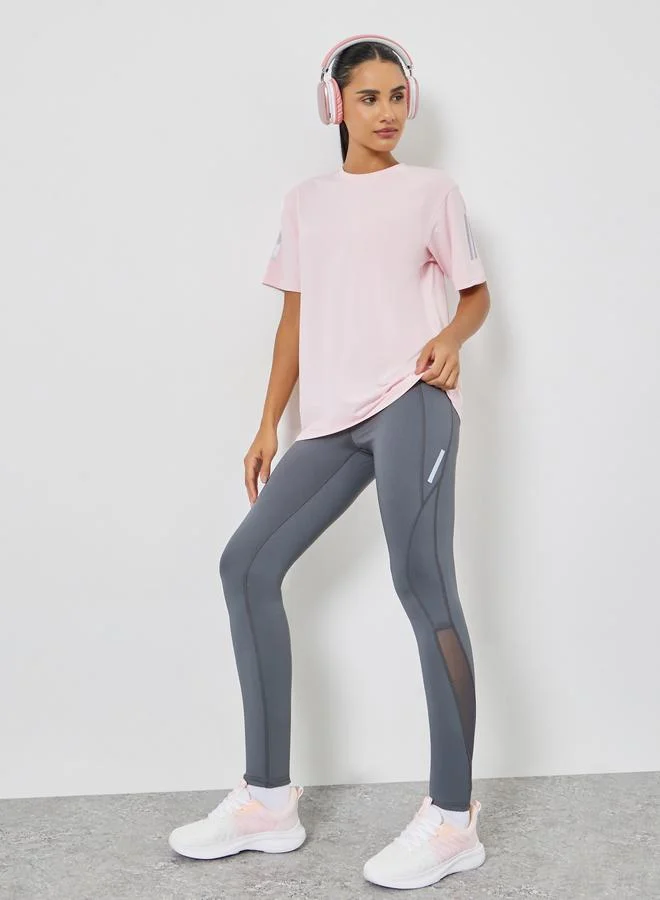 Styli Active Textured Dual Reflective Striped Top