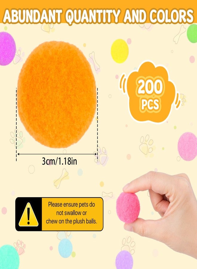 Lainballow 200 Pcs Soft Pom Pom Balls for Kittens Cat Toy Pom Pom Balls Interactive Cat Toy Glitter Ball Silent Plush Cat Ball Fuzzy Kitten Play Toys for Cats Pet Playing Exercising(1.2 Inch,Rainbow) - Image 2
