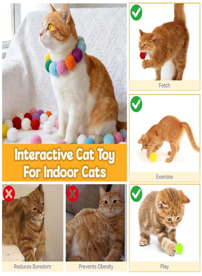 Lainballow 200 Pcs Soft Pom Pom Balls for Kittens Cat Toy Pom Pom Balls Interactive Cat Toy Glitter Ball Silent Plush Cat Ball Fuzzy Kitten Play Toys for Cats Pet Playing Exercising(1.2 Inch,Rainbow) - Image 5
