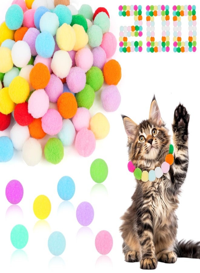 Lainballow 200 Pcs Soft Pom Pom Balls for Kittens Cat Toy Pom Pom Balls Interactive Cat Toy Glitter Ball Silent Plush Cat Ball Fuzzy Kitten Play Toys for Cats Pet Playing Exercising(1.2 Inch,Rainbow) - Image 1