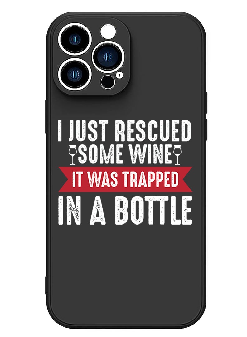 Theodor Protective Slim Fit Case Liquid Silicone Cover with Full Body Protection Anti-Scratch Shockproof Case For iPhone 12 Pro Max Black  - Wine trapped in bottle white copy - Image 1