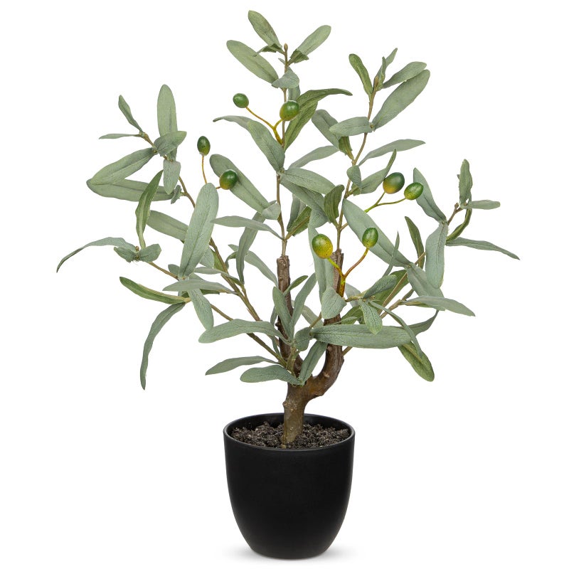 Briful Small Faux Olive Tree 18.9" Artificial Olive Plant with Black Pot Decorative Fake Olive Tree for Home Office Bathroom Table Farmhouse DÃ©cor - Image 1