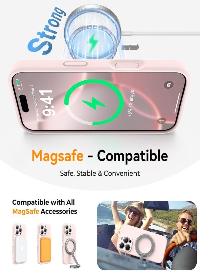 AOTESIER Magnetic for iPhone 16 Pro Case, [Compatible with MagSafe][Camera Protection], Food Grade Silicone Phone Case with [2 Screen Protectors], Anti-Scratch Protective Lining, 6.3inch, Chalk Pink - Image 3