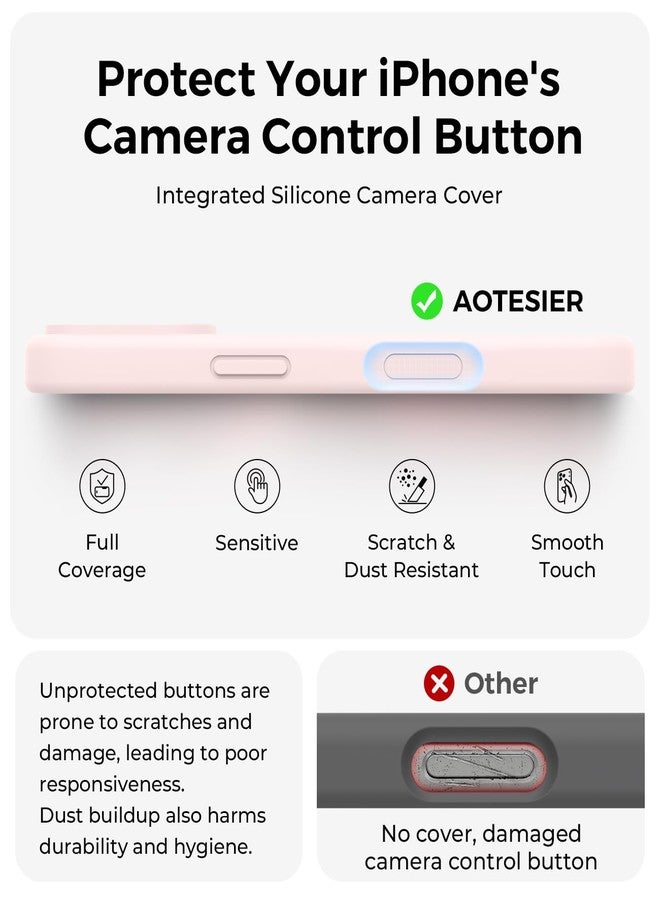 AOTESIER Magnetic for iPhone 16 Pro Case, [Compatible with MagSafe][Camera Protection], Food Grade Silicone Phone Case with [2 Screen Protectors], Anti-Scratch Protective Lining, 6.3inch, Chalk Pink - Image 5