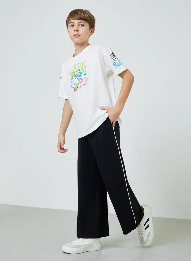 ستايلي Teen Boys Wide Leg Joggers with Side Piping