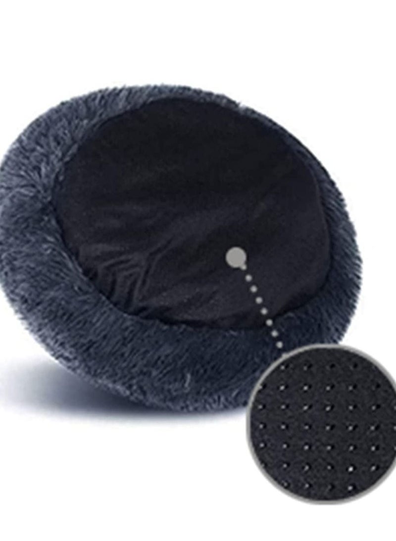 AS SEEN ON TV Fluffy Donut Style Soft Plush Machine Washable Self Worming Cuddle Small Cats, Puppies And Dog Bed Dark Gey - Image 2