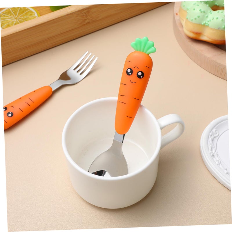 Ergonomic Handle Kids Fork And Spoon Set Stainless Steel Tableware For Boys And Girls - Image 3