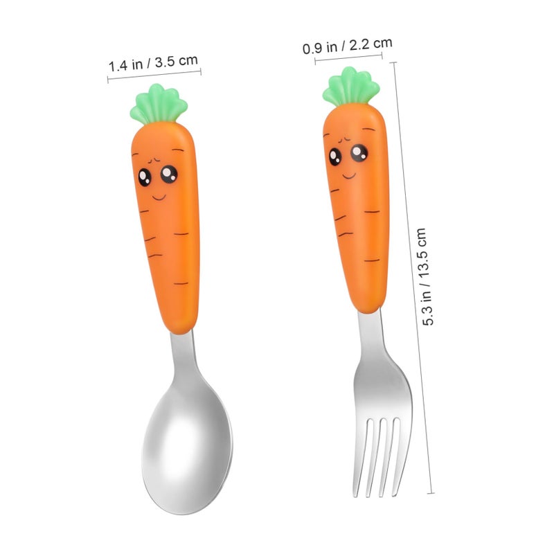 Ergonomic Handle Kids Fork And Spoon Set Stainless Steel Tableware For Boys And Girls - Image 5