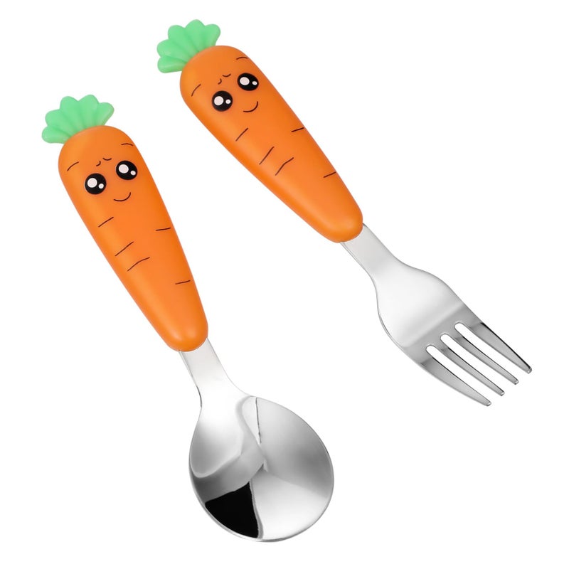 Ergonomic Handle Kids Fork And Spoon Set Stainless Steel Tableware For Boys And Girls - Image 2