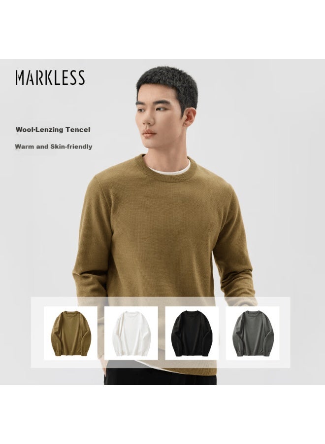 Markless Men's Autumn Winter Warm Knit Sweater Round Neck Pullover Long Sleeve Top 4712 Autumn Leaf Brown Xxl - Image 1