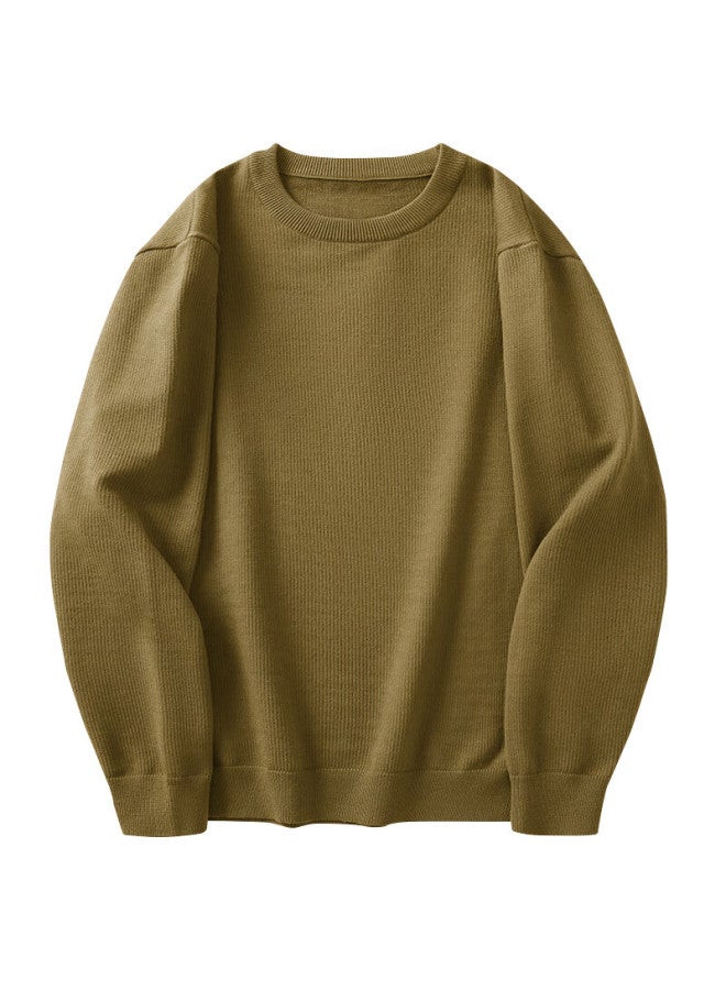 Markless Men's Autumn Winter Warm Knit Sweater Round Neck Pullover Long Sleeve Top 4712 Autumn Leaf Brown Xxl - Image 4