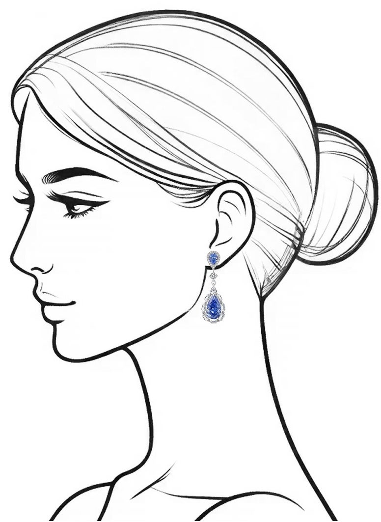 Starry Night - Pear-shaped Blue Diamond Eardrops