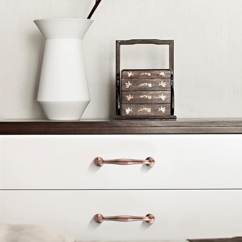 WEAVERBIRD 2 Pack Cabinet Handles Red Copper 3-3/4" Hardware Pull Handles, Antique Dresser Drawer Pulls 96mm Furniture Drawer Pulls - Image 4