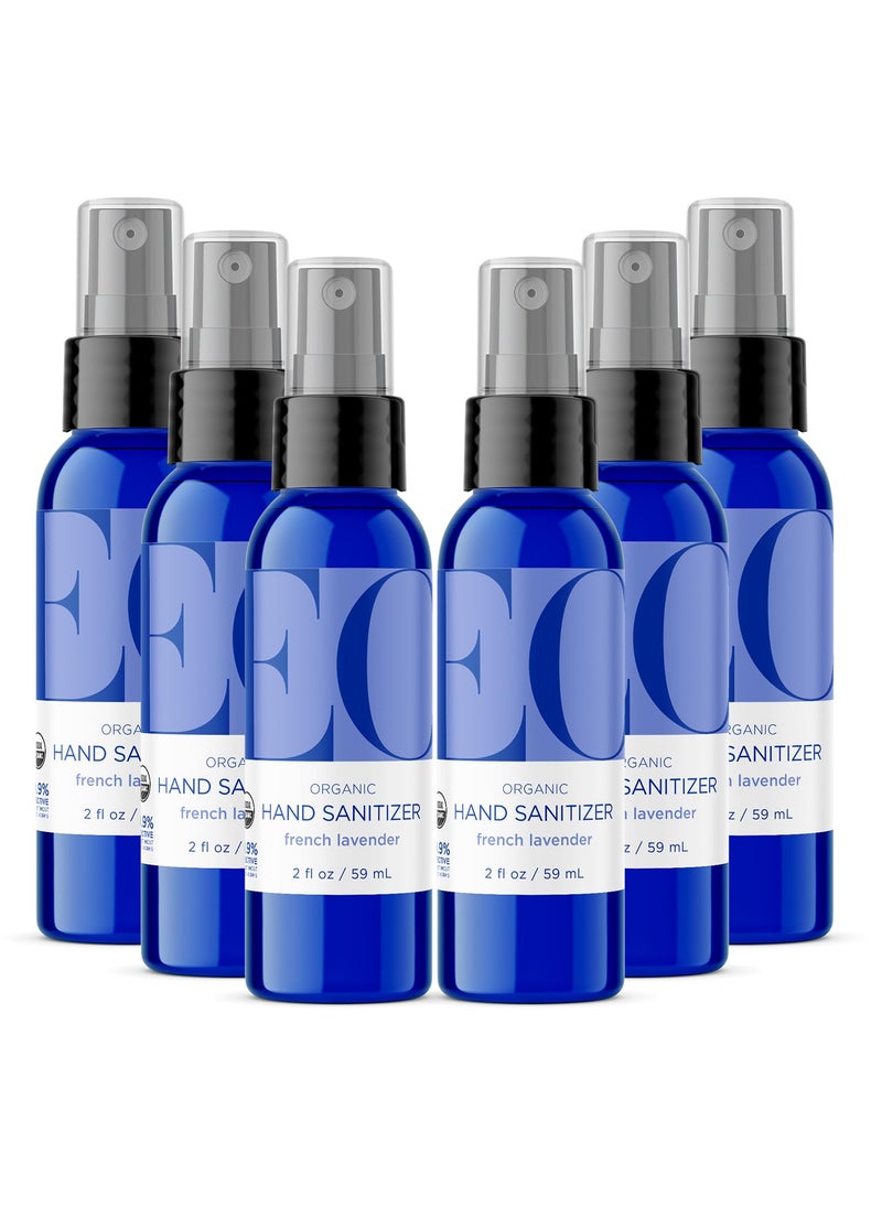 EO EO Organic Hand Sanitizer Spray, Travel Size, 2 Ounce (Pack of 6), French Lavender, Organic Plant-Based, Botanical Extracts, 99% Effective Against Germs 