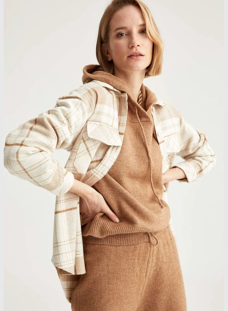DeFacto Woman Shacket Shirt Neck Long Sleeve Tunic