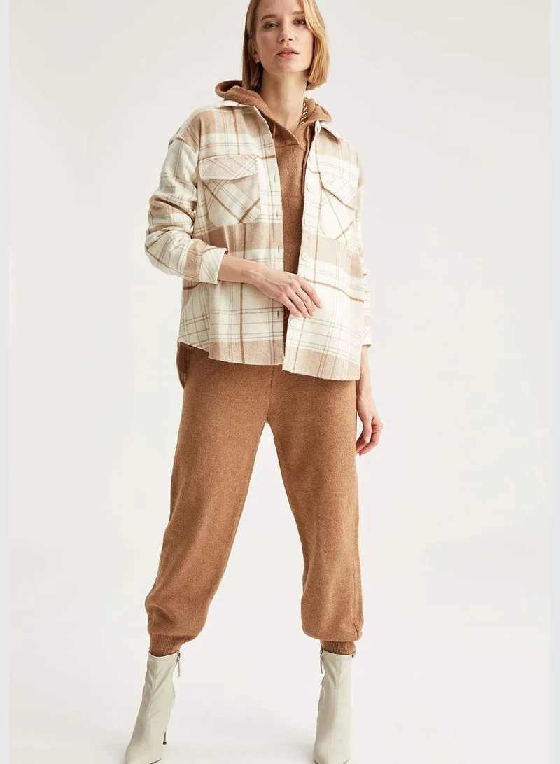 DeFacto Woman Shacket Shirt Neck Long Sleeve Tunic
