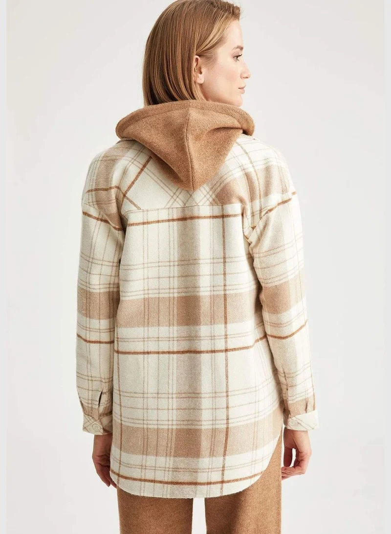 DeFacto Woman Shacket Shirt Neck Long Sleeve Tunic