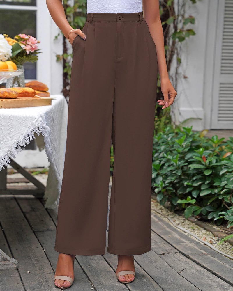 GRAPENT Women's Work Pants Wide Leg Dress Pants Ladies Slacks Womens Pants for Work Business Casual Brown Slacks for Women Color Chocolate Brown Size X-Large Size 16 Size 18 - Image 2