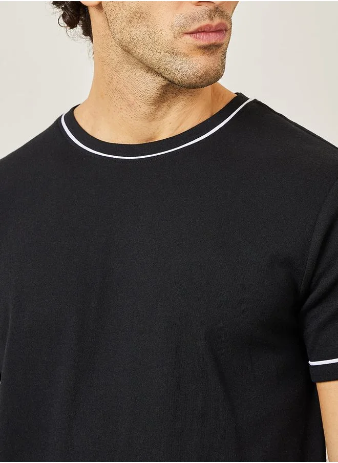 ستايلي Regular Fit Piping Detail Interlock T-Shirt