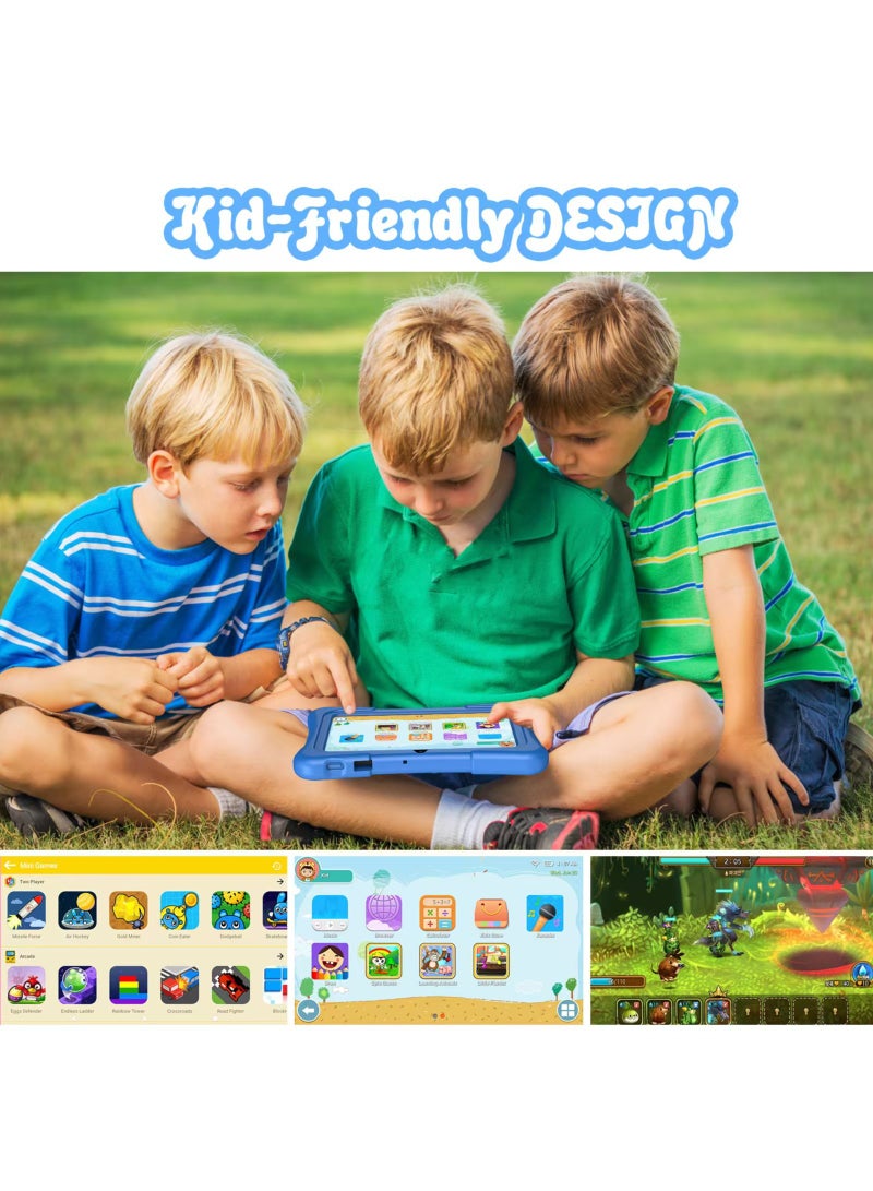PRITOM Kids Tablet, 7 inch Android Tablet for Kids, 2GB+2GB RAM 32GB ROM Quad-Core Toddler Tablet with Shockproof Case, Bluetooth, WiFi, Parental Control, Dual Camera,  Educational Games (Blue) - Image 2