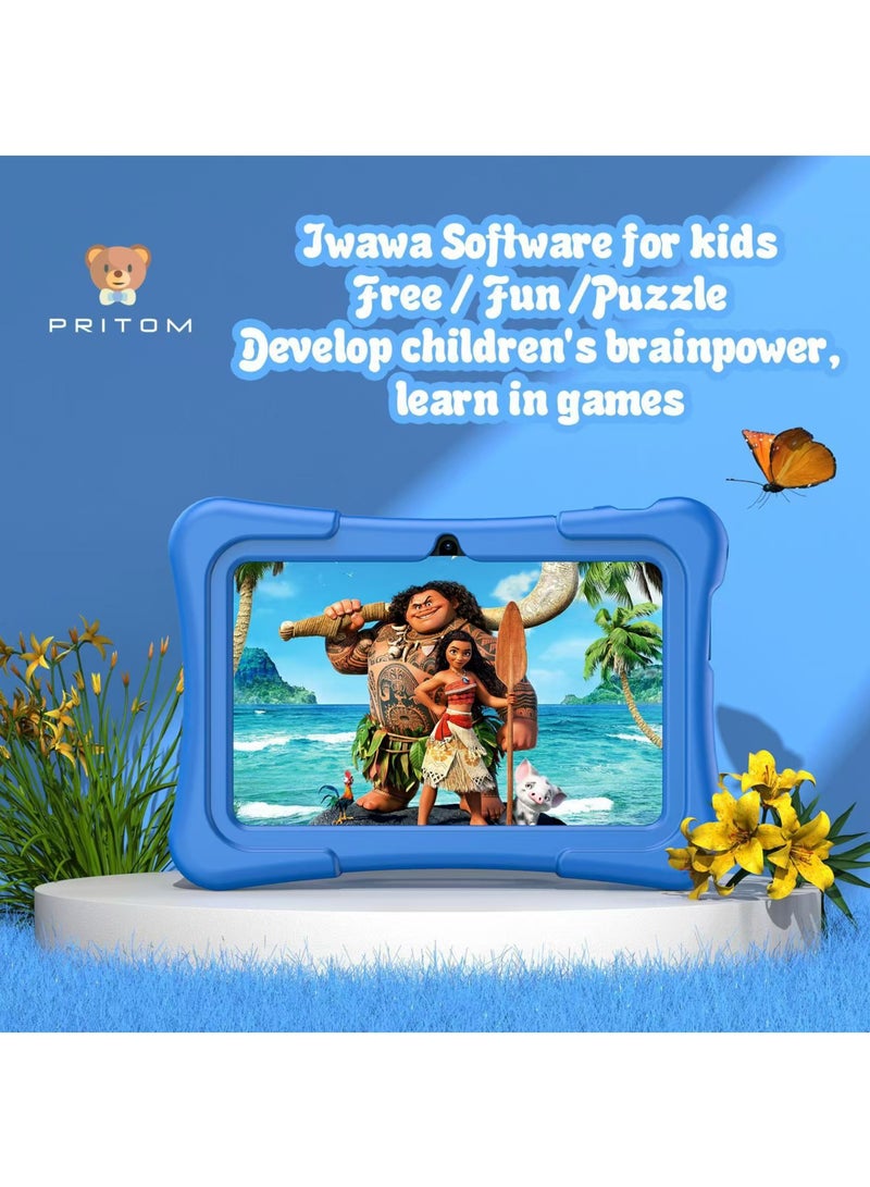 PRITOM Kids Tablet, 7 inch Android Tablet for Kids, 2GB+2GB RAM 32GB ROM Quad-Core Toddler Tablet with Shockproof Case, Bluetooth, WiFi, Parental Control, Dual Camera,  Educational Games (Blue) - Image 4