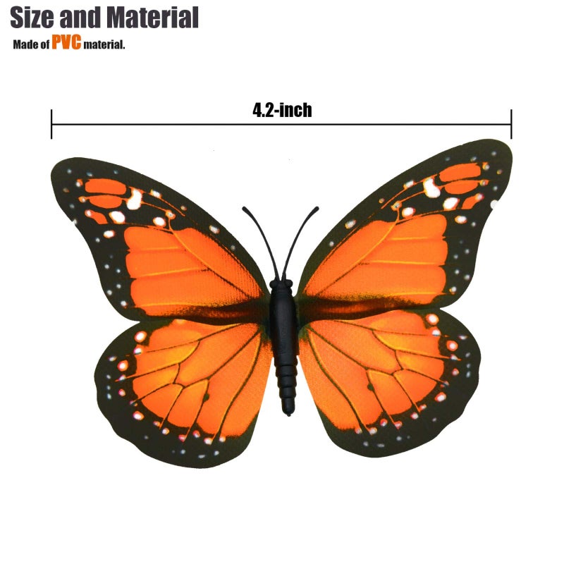 AQUEENLY Monarch Butterfly Decorations, 4.72'' Orange Premium Artificial Monarch Butterfly to Decorate for Craft, Home, Wall, Wedding, Party (12 Pcs) - Image 2
