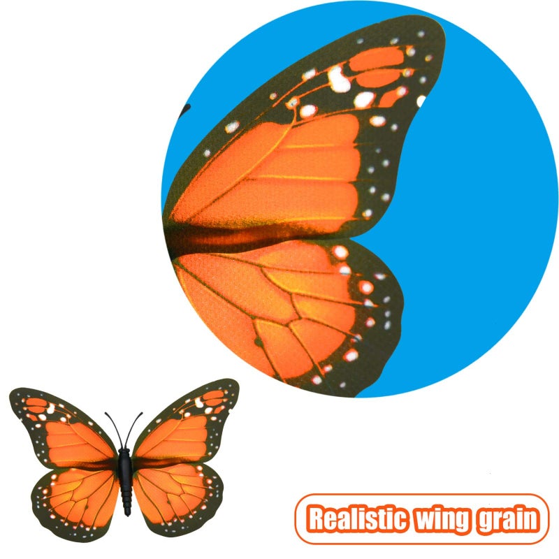 AQUEENLY Monarch Butterfly Decorations, 4.72'' Orange Premium Artificial Monarch Butterfly to Decorate for Craft, Home, Wall, Wedding, Party (12 Pcs) - Image 3