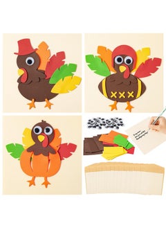 CY2SIDE 24Pcs Thanksgiving Thankful Cards Foam Craft Kit For Kids Diy Turkey Greeting Cards With Envelopes Thanksgiving Gift Cards For Mother Father Teacher Fall Paper Craft Kit School Art Activity  - Image 1