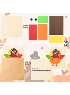 CY2SIDE 24Pcs Thanksgiving Thankful Cards Foam Craft Kit For Kids Diy Turkey Greeting Cards With Envelopes Thanksgiving Gift Cards For Mother Father Teacher Fall Paper Craft Kit School Art Activity  - Image 3
