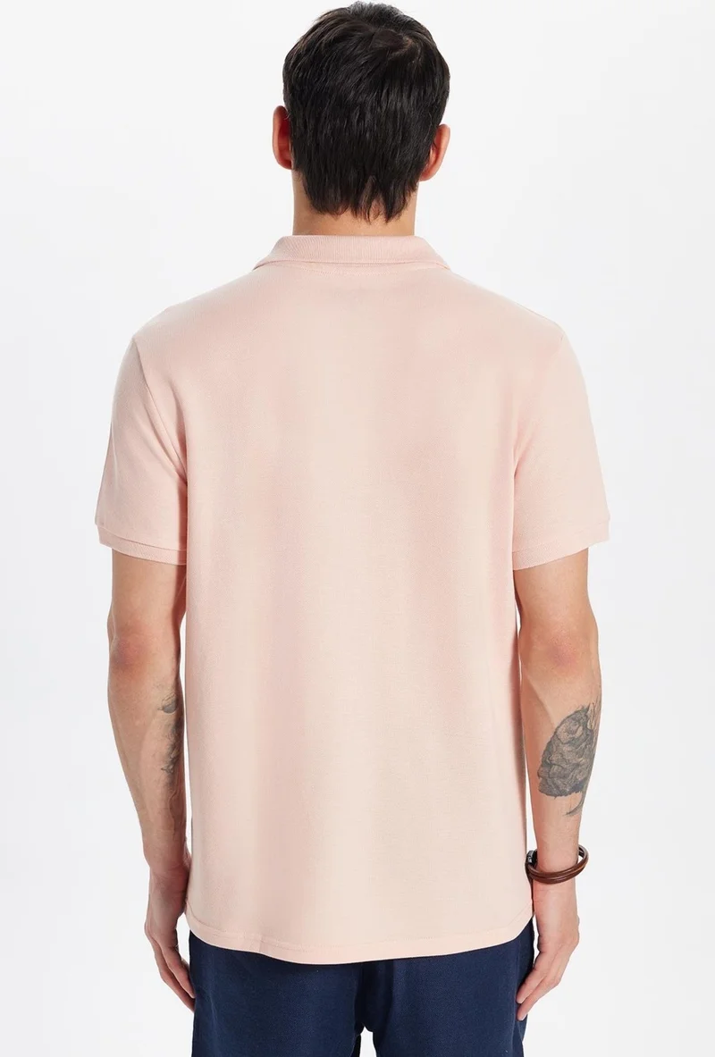 Tudors Men's Slim Fit Slim Fit Cotton Salmon Polo Neck T-Shirt