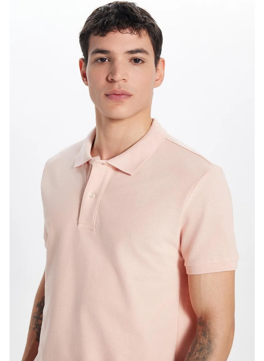 Tudors Men's Slim Fit Slim Fit Cotton Salmon Polo Neck T-Shirt