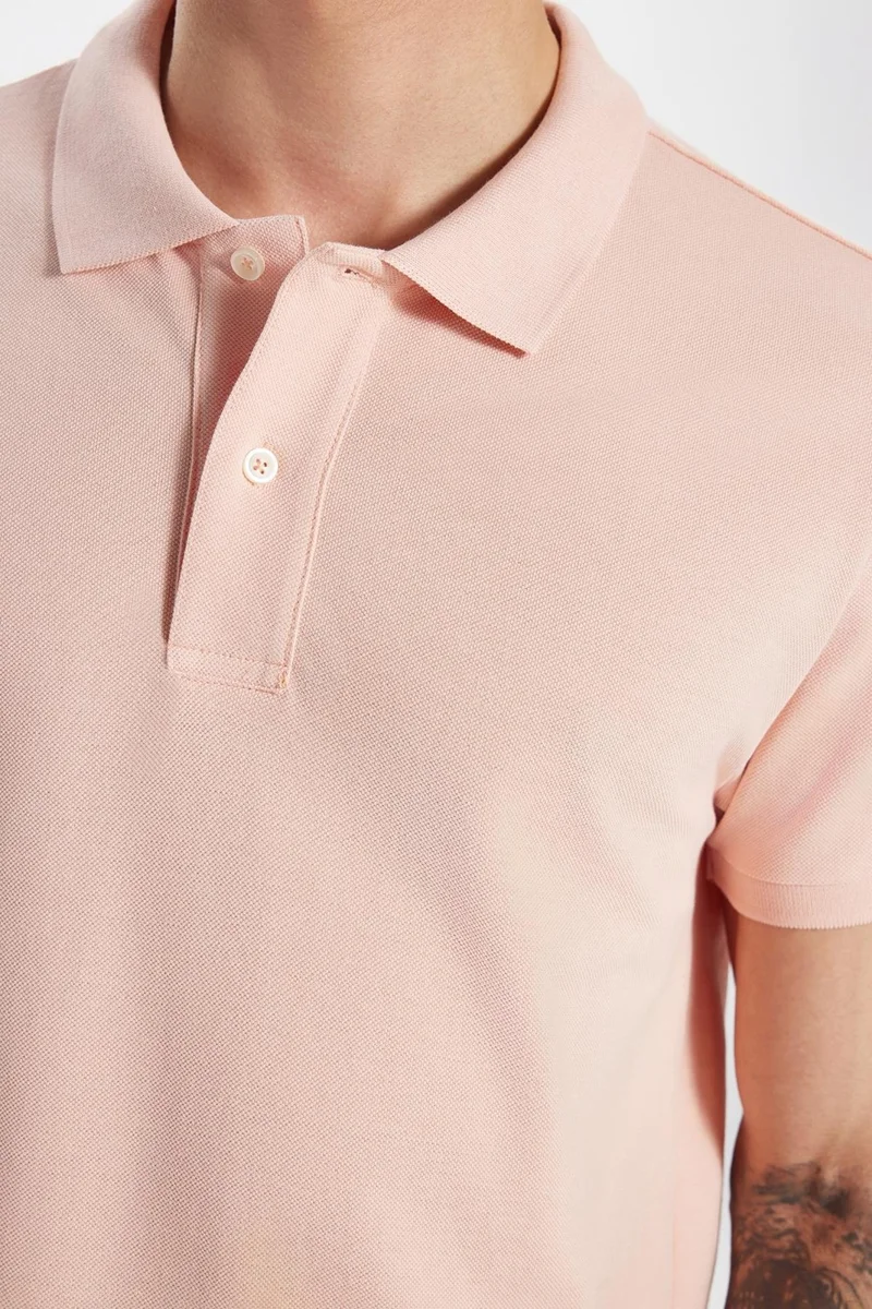 Tudors Men's Slim Fit Slim Fit Cotton Salmon Polo Neck T-Shirt