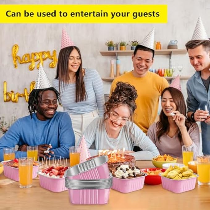 5 أوقية ميني كيك مع أغطية 30 عبوة 35 × 35 بوصة أكواب خبز مربعة بطانات كب كيك رقائق الألومنيوم التي يمكن التخلص منها مافن فردي وحلوى سلطانيات لحفلات الخبز والمناسباتوردي - Image 2