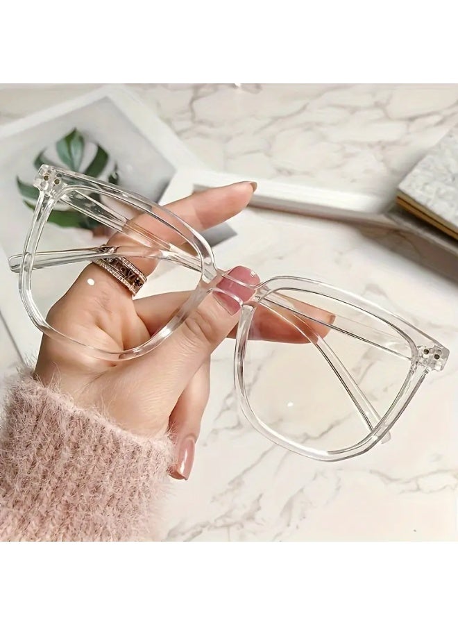 SCENT HOUSE Steampunk Style Blocking Square Glasses - Transparent Lenses, Lightweight and Comfortable, Suitable for Computer, TV, and Phone Use for daily (Includes eyeglass case)
,blue lighe blocking glasses,eyeglasses - Image 1