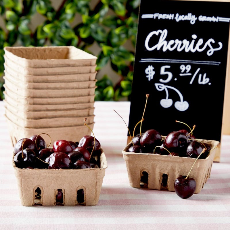 Juvale Pulp Fiber Berry Baskets - 4 x 4 x 1.81 in Brown Molded Pulp - Ventilated Design for Farmers Market Produce - Cardboard Fruit Containers & 60 Mini Berry Cartons - Image 2